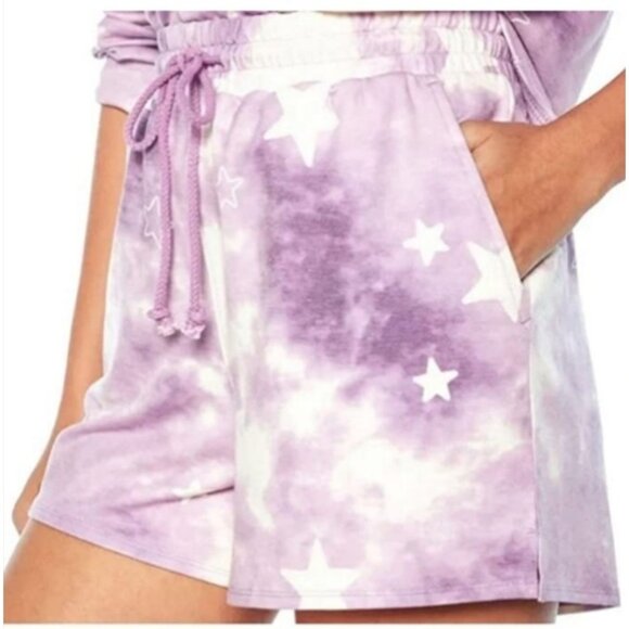 Wildfox $160 Lounge Set Womens Large Tie Dye Stars Sweatshirt & Short NWT - Picture 3 of 7